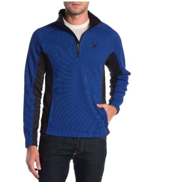 Spyder Men's 1/4 Zip Blue Jacket - Picture 1 of 6
